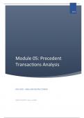 FINC 6670 Notes - MODULE 05: PRECEDENT TRANSACTIONS ANALYSIS