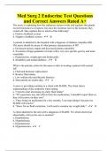 Med Surg 2 Endocrine Test Questions and Correct Answers Rated A+