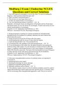 MedSurg 2 Exam 1 Endocrine NCLEX Questions and Correct Solutions
