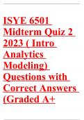 ISYE 6501 Midterm Quiz 2 2023 Intro Analytics Modeling (Questions with Answers Graded A+) 