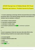 ATI RN Nursing Care of Children Retake 2023 Exam Questions and Answers  (Verified Answers by Expert)