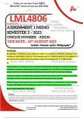 LML4806 ASSIGNMENT 1 MEMO - SEMESTER 2 - 2023 - UNISA - (DETAILED ANSWERS WITH REFERENCES - DISTINCTION GUARANTEED) – DUE DATE: - 25 AUGUST 2023 - UNIQUE NUMBER: - 818236