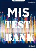 TEST BANK for MIS_Management Information Systems. 10th Edition, Hossein Bidgoli, ISBN-13: 9780357418697. All Modules 1-14.