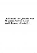 CPHQ Exam Test Questions With Answers | Latest Graded A+ | 2023/2024
