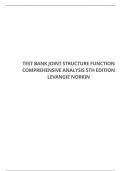 TEST BANK JOINT STRUCTURE FUNCTION COMPREHENSIVE ANALYSIS 5TH EDITION LEVANGIE NORKIN