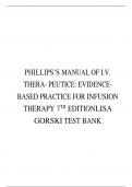 TEST BANK FOR PHILLIPS’S MANUAL OF I.V. THERA- PEUTICE: EVIDENCE BASED PRACTICE FOR INFUSION THERAPY 7TH EDITION LISA GORSKI 