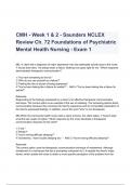 CMH - Week 1 & 2 - Saunders NCLEX Review Ch. 72 Foundations of Psychiatric Mental Health Nursing - Exam 1 Questions & Answers 2023 ( A+ GRADED 100%  VERIFIED)
