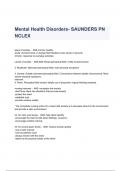 Mental Health Disorders- SAUNDERS PN NCLEX QUESTIONS & ANSWERS 2023 ( A+ GRADED 100% VERIFIED)