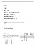 AQA Edexcel GCSE Combined Science  Biology – Paper 2 FINAL QUESTION PAPER AND MARK SCHEME  Foundation Tier Predicted Paper 2023