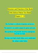 TEST BANK For Structure and Function of the Body 16th Edition Patton Chapter 1 - 22  | 100 % Complete