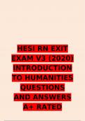 HESI RN EXIT EXAM V3 (2020) INTRODUCTION TO HUMANITIES QUESTIONS AND ANSWERS A+ RATED