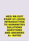 HESI RN EXIT EXAM V3 (2020) INTRODUCTION TO HUMANITIES SOLUTIONS QUESTIONS AND ANSWERS A+ RATED