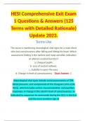 HESI Comprehensive Exit Exam 1 Questions & Answers (125 Terms with Detailed Rationale) Update 2023.