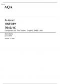 AQA A-level HISTORY 7042/1C Component 1C JUNE 2023 MARK SCHEME: The Tudors: England, 1485-1603