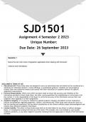 SJD1501 Assignment 4 (ANSWERS) Semester 2 2023 - DISTINCTION GUARANTEED