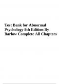 Test Bank for Abnormal Psychology 8th Edition By Barlow Complete All Chapters