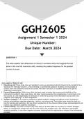 GGH2605 Assignment 1 (ANSWERS) Semester 1 2024 - DISTINCTION GUARANTEED