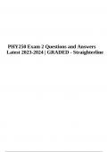 PHY 250 Exam 2 Questions and Answers Latest 2023-2024 | GRADED - Straighterline