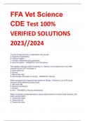 FFA Vet Science  CDE Test 100% VERIFIED SOLUTIONS 2023//2024