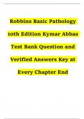  Robbins Basic Pathology 10th Edition Kymar Abbas Test Bank Question and Verified Answers Key at Every Chapter End
