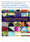 Test Bank for Foundations for Population Health in Community Public Health Nursing 6th Edition by Stanhope