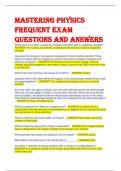 MASTERING PHYSICS  FREQUENT EXAM  QUESTIONS AND ANSWERS