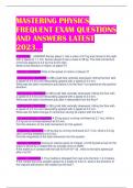 MASTERING PHYSICS  FREQUENT EXAM QUESTIONS  AND ANSWERS LATEST  2023…