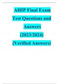 AHIP Final Exam Test Questions and Answers (2023/2024) (Verified Answers)
