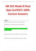 NR503 /NR 503 Week 8 Final Quiz (LATEST) 100% Correct Answers