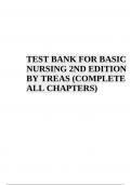 Test Bank for Davis Advantage for Basic Nursing: Thinking, Doing, and Caring 2nd Edition by Treas| Test Bank 100% Veriﬁed Answers