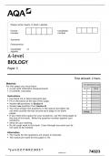 AQA A level biology 7402/3 paper 3 Question Paper JUN22