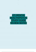 ATI MENTAL HEALTH(PSYCH) STUDY GUIDE REVIEW NOTES GRADED A+