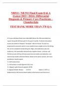 NR511 / NR 511 Final Exam Q & A (Latest 2023 / 2024): Differential Diagnosis & Primary Care Practicum – Chamberlain TEST BANK MORE THAN 370 Q/A