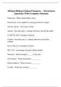 Michael Bishop Clinical Chemistry – Electrolytes Questions With Complete Solutions