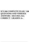 ICS 200 COMPLETE EXAM / 100 QUESTIONS AND VERIFIED ANSWERS / 2023/2024 ALL CORRECT / GRADED A+.