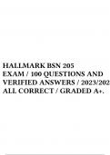 HALLMARK BSN 205 EXAM / 100 QUESTIONS AND VERIFIED ANSWERS / 2023/2024ALL CORRECT / GRADED A+.