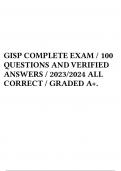 GISP COMPLETE EXAM / 100 QUESTIONS AND VERIFIED ANSWERS / 2023/2024 ALL CORRECT / GRADED A+.