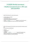 NUR2092 Health Assessment / Health Assessment Exam 1- PPT and quiz questions