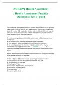 NUR2092 Health Assessment / Health Assessment Practice Questions (Test 1) good