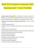 WGU D152 Inclusive Classroom  questions and answers Latest 2023 - 2024 100% correct answers