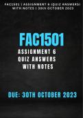 FAC1501 Quiz Answers Assignment 6 (Extra Notes)| Due: 30th October 2023 (Accurate Answers)