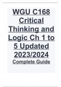 WGU C168 Critical Thinking and Logic Ch 1 to 5 Updated 2023/2024 Complete Guide