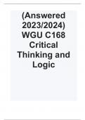 (Answered 2023/2024)  WGU C168 Critical Thinking and Logic