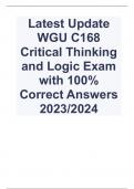Latest Update WGU C168 Critical Thinking and Logic Exam with 100% Correct Answers 2023/2024