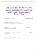 Exam 3: NUR160 / NUR 160 (Latest 2023/ 2024) Fundamental Concepts of Practical Nursing II Exam Review | Questions and Verified Answers| Already Graded A| Hondros College