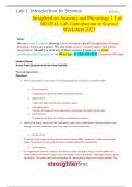 Straighterline Anatomy and Physiology 1 Lab BIO201L Lab 1Introduction to Science Worksheet 2023