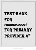 TEST BANK FOR PHARMACOLOGY FOR PRIMARY PROVIDER 4TH EDITION EDMUNDS 2024 LATEST UPDATE 