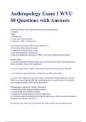 Anthropology Exam 1 WVU 50 Questions with Answers(A+GRADED 100& VERIFIED.