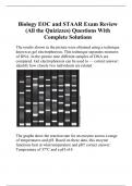Biology EOC and STAAR Exam Review (All the Quizizzes) Questions With Complete Solutions