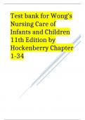 Test bank for Wong's Nursing Care of Infants and Children 11th Edition by Hockenberry Chapter 1-34